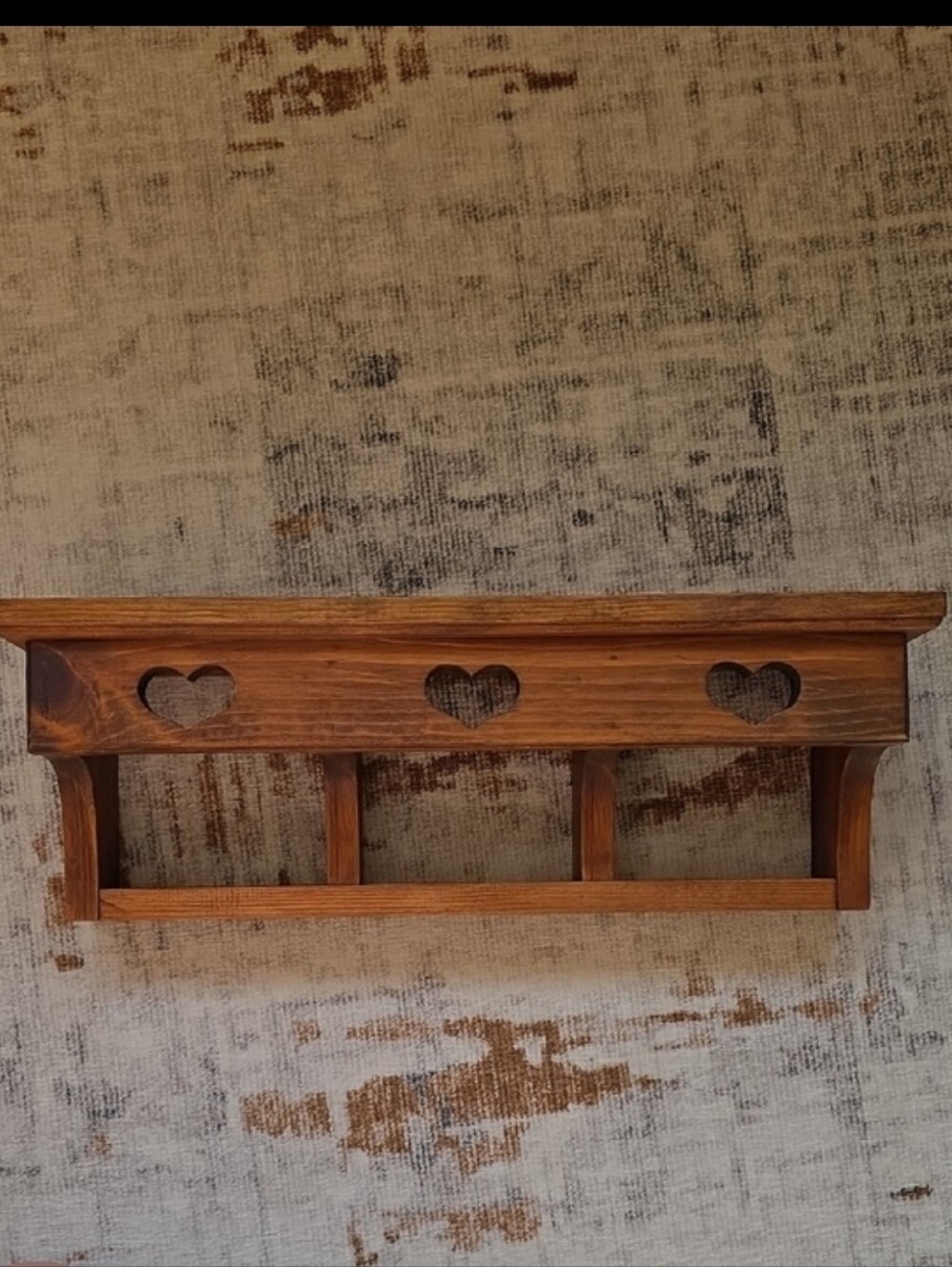 Vtg Heart Cutout Wooden Wall Shelf Cubbies Cottage Core Farmcore Nostalgia 90s